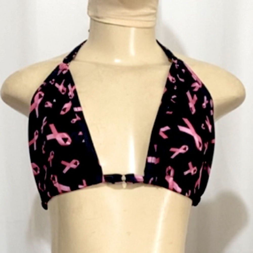 BIKINI TOP / Breast Cancer Awareness Print/ HANDMADE